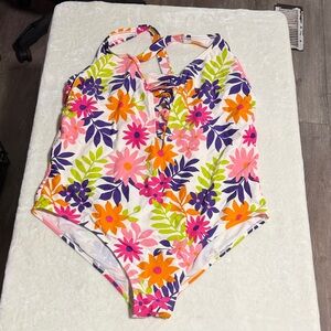 Terra & Sky Floral One-Piece Swimsuit in White, Pink, Orange, Green, Purple